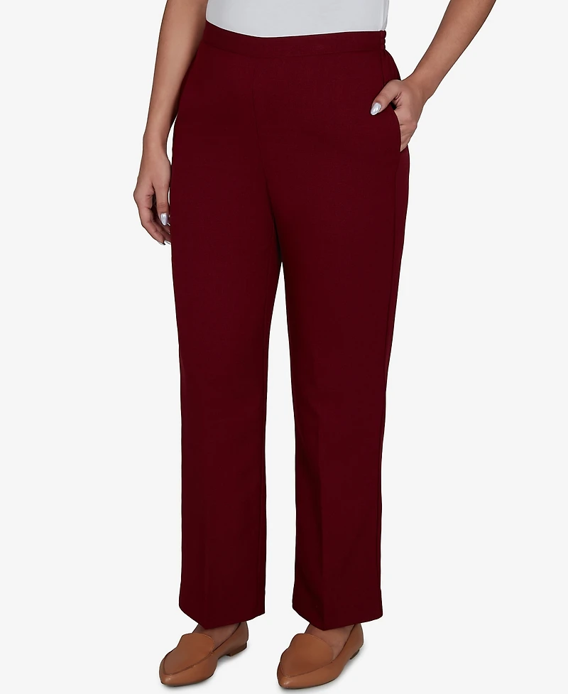 Alfred Dunner Women's Union Square Textured Cranberry Short Length Pants
