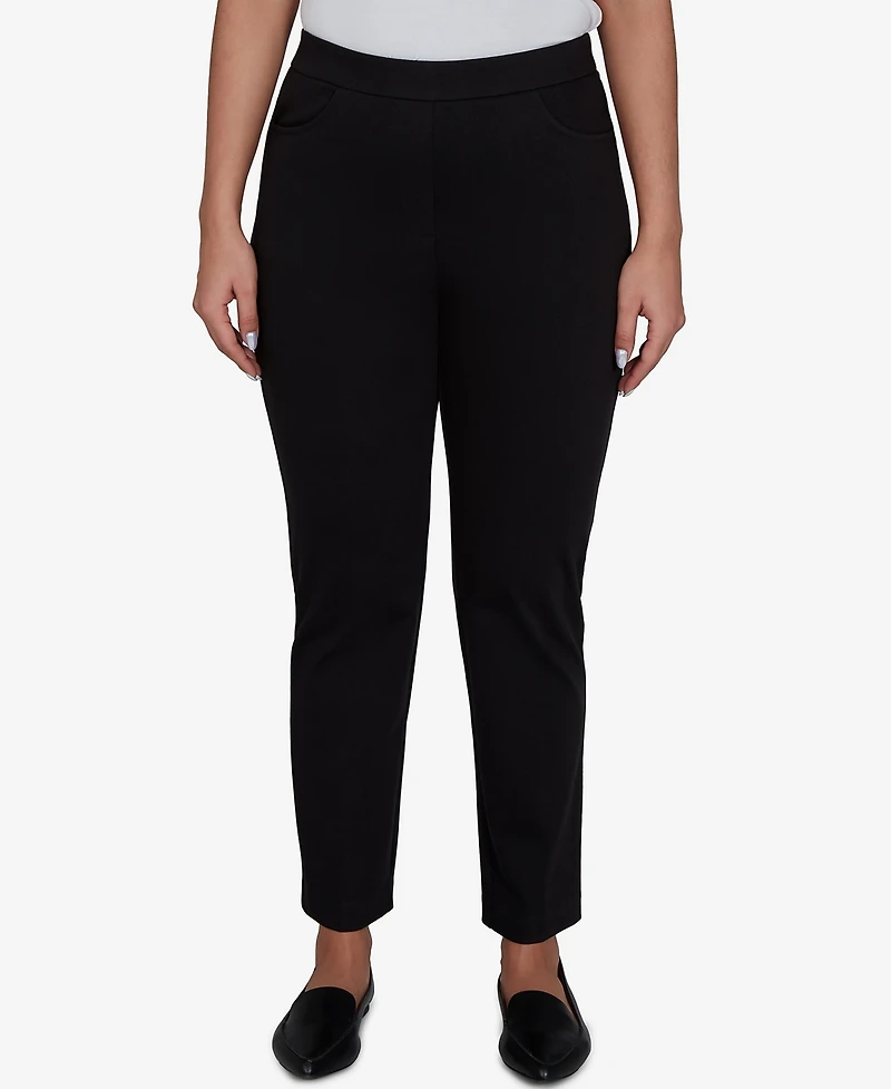 Alfred Dunner Women's Travel Advisory Black Knit Twill Pants