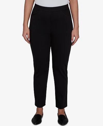 Alfred Dunner Women's Travel Advisory Black Knit Twill Pants