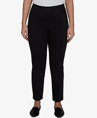 Alfred Dunner Women's Travel Advisory Black Knit Twill Pants