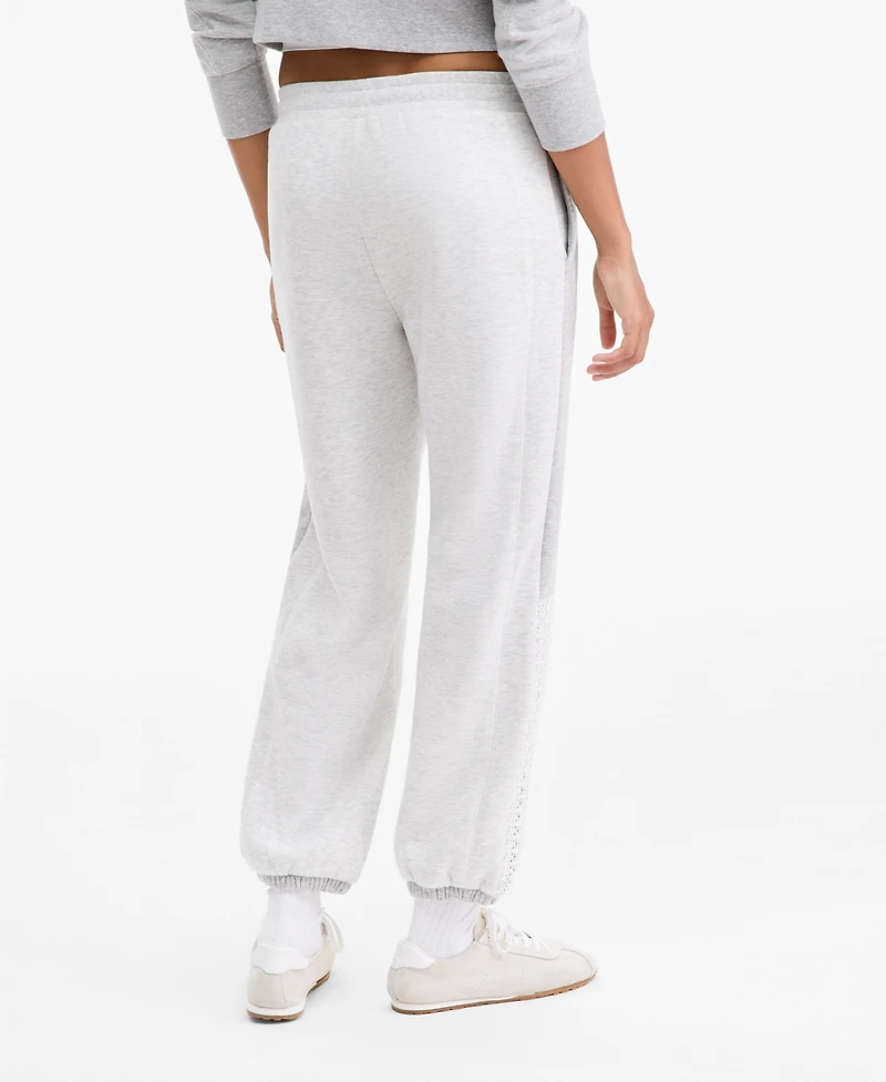And Now This Women's Crochet High-Rise Fleece Jogger, Macy's Exclusive