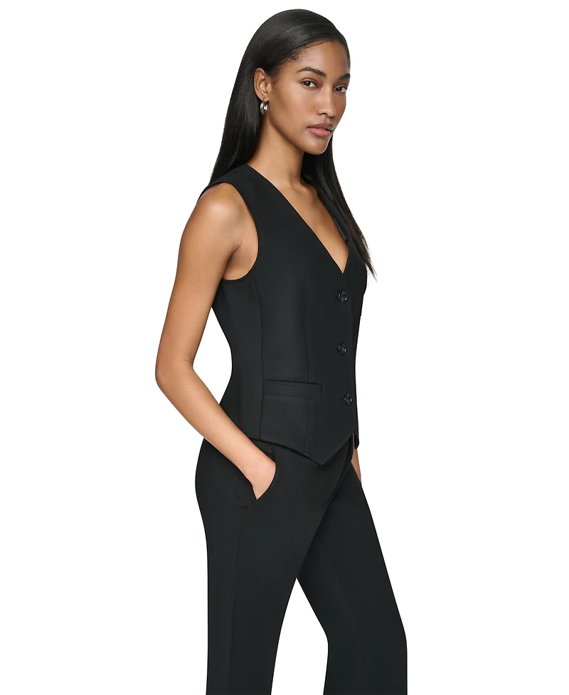 Dkny Women's 3-Button Sleeveless Waistcoat Vest