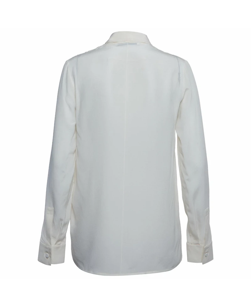 Pre-Owned Givenchy Women's Cream Silk Tie-Neck Long-Sleeve Blouse