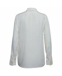 Pre-Owned Givenchy Women's Cream Silk Tie-Neck Long-Sleeve Blouse