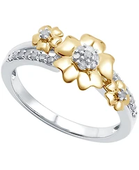 Diamond Flower Ring (1/6 ct. t.w.) Sterling Silver & 14k Gold-Plate