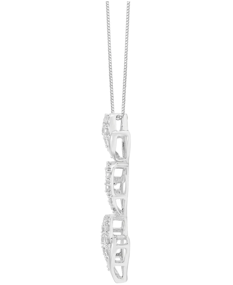 Marsala Diamond Triple Heart 18" Pendant Necklace (1/4 ct. t.w.) in Sterling Silver