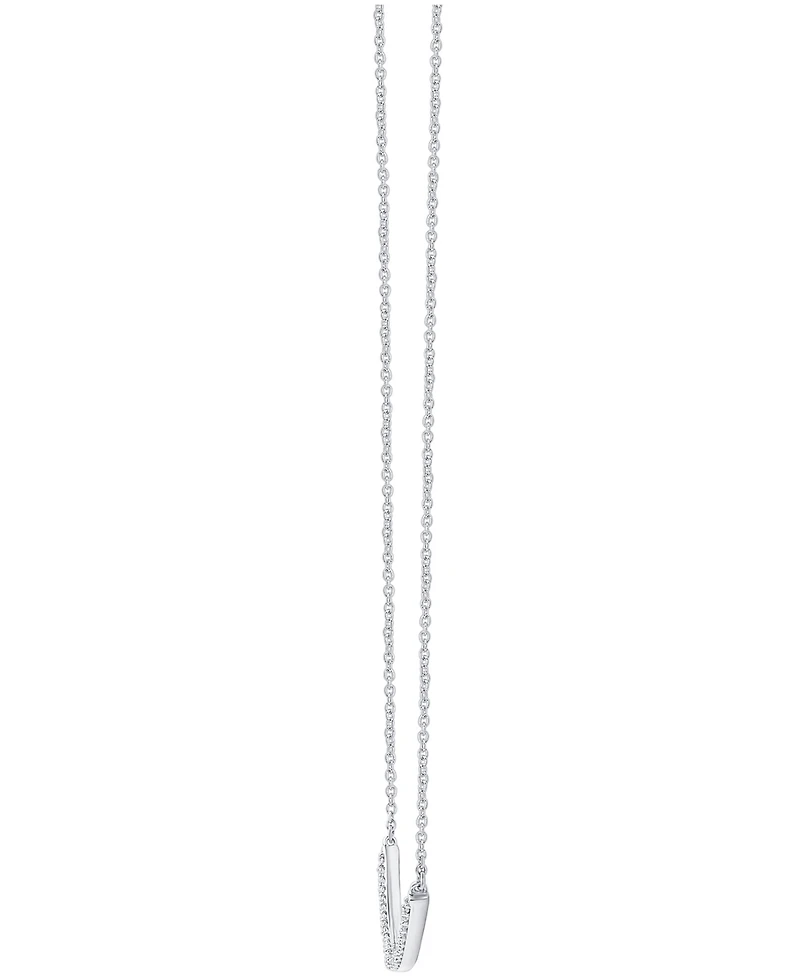 Marsala Diamond Curved Bar 16" Collar Necklace (1/4 ct. t.w.) in Sterling Silver