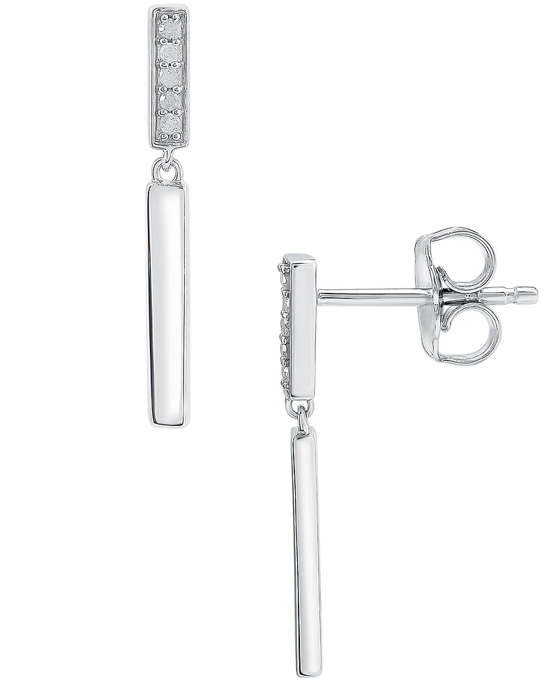 Diamond Bar Drop Earrings (1/10 ct. t.w.) in Sterling Silver