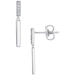 Diamond Bar Drop Earrings (1/10 ct. t.w.) in Sterling Silver