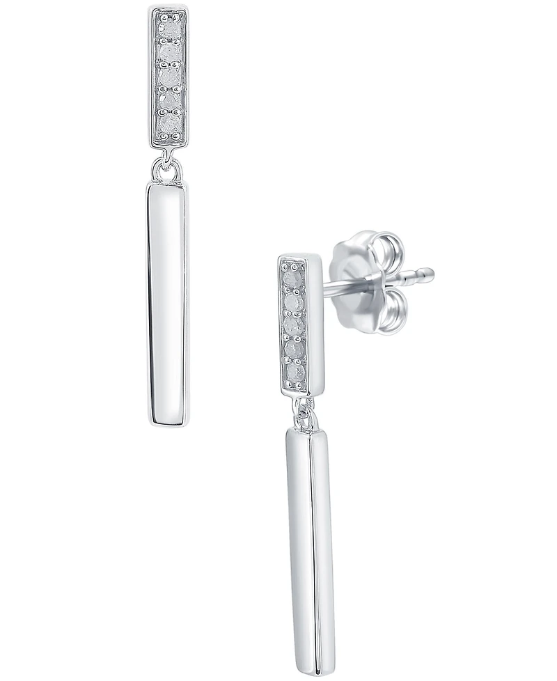Diamond Bar Drop Earrings (1/10 ct. t.w.) in Sterling Silver
