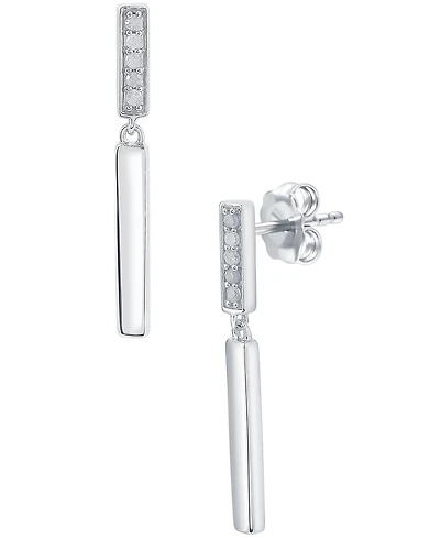 Diamond Bar Drop Earrings (1/10 ct. t.w.) in Sterling Silver