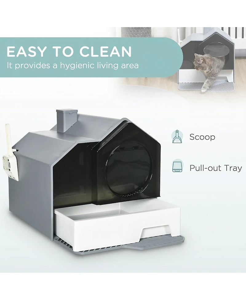 Ruie Hooded Cat Litter Box with Drawer Pan Deodorizers and Mat