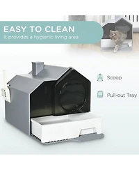 Ruie Hooded Cat Litter Box with Drawer Pan Deodorizers and Mat