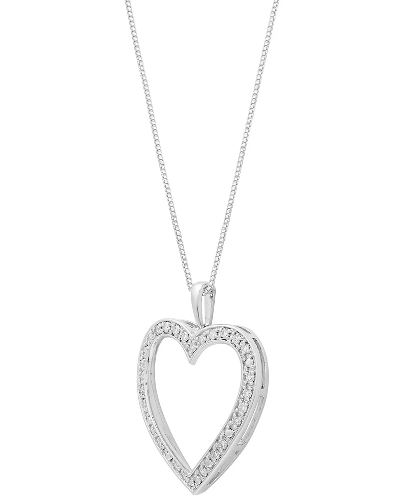 Marsala Diamond Heart 18" Pendant Necklace (1/4 ct. t.w.) in Sterling Silver