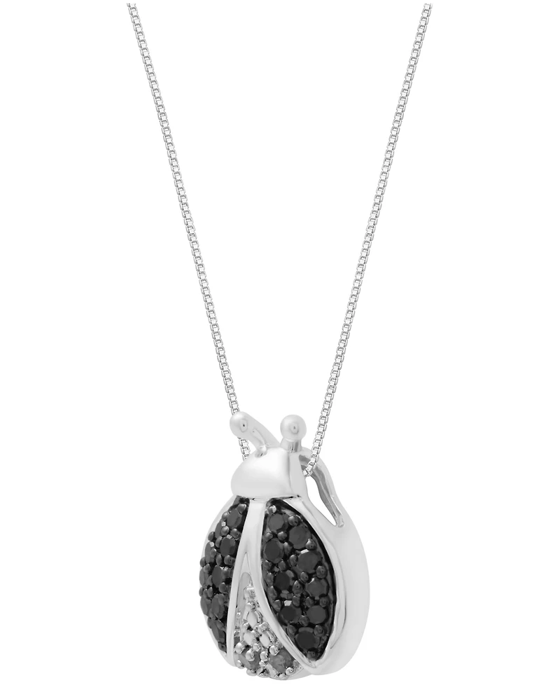Black Diamond (1/6 ct. t.w.) & White Diamond Accent Ladybug 18" Pendant Necklace in Sterling Silver or 14k Gold-Plated Sterling Silver