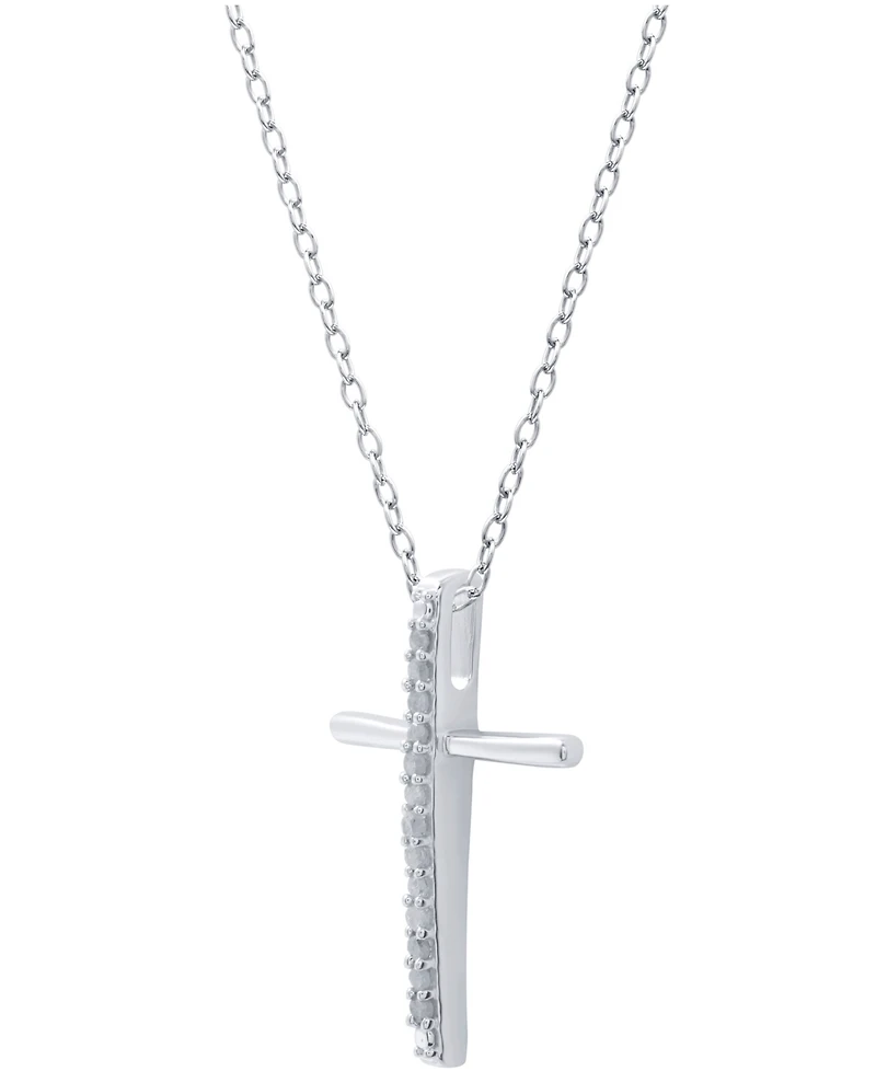 Diamond Cross 18" Pendant Necklace (1/10 ct. t.w.) Sterling Silver or & 14k Gold-Plate