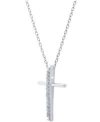 Diamond Cross 18" Pendant Necklace (1/10 ct. t.w.) Sterling Silver or & 14k Gold-Plate