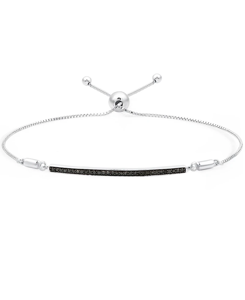 Black Diamond Bar Bolo Bracelet (1/6 ct. t.w.) in Sterling Silver