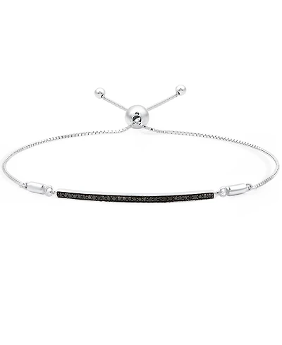 Black Diamond Bar Bolo Bracelet (1/6 ct. t.w.) in Sterling Silver