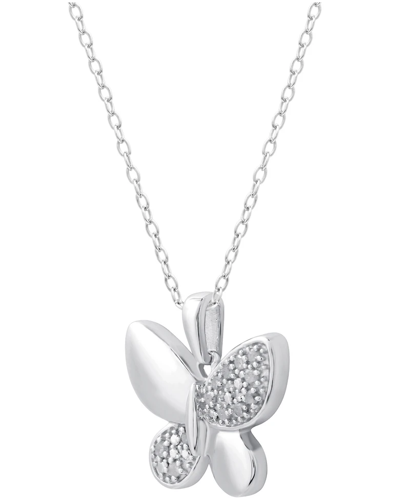 Diamond Butterfly 18" Pendant Necklace (1/10 ct. t.w.) in Sterling Silver