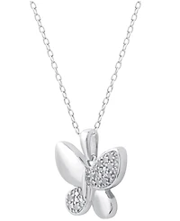 Diamond Butterfly 18" Pendant Necklace (1/10 ct. t.w.) in Sterling Silver