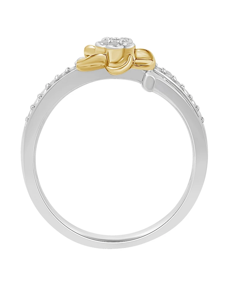 Diamond Flower Ring (1/10 ct. t.w.) in Sterling Silver & 14k Gold-Plate