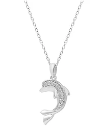 Diamond Dolphin 18" Pendant Necklace (1/10 ct. t.w.) in Sterling Silver