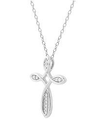 Diamond Loop Cross 18" Pendant Necklace (1/10 ct. t.w.) in Sterling Silver