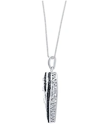 Black & White Diamond Heart 18" Pendant Necklace (1/6 ct. t.w.) in Sterling Silver