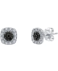 Black Diamond Cluster Square Stud Earrings (1/6 ct. t.w.) in Sterling Silver