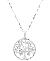 Diamond Tree Disc 18" Pendant Necklace (1/10 ct. t.w.) in Sterling Silver