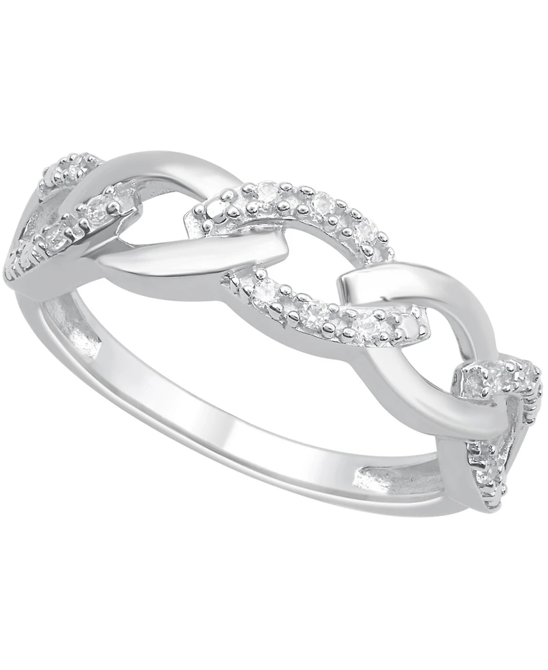 Diamond Link Band Ring (1/10 ct. t.w.) Sterling Silver