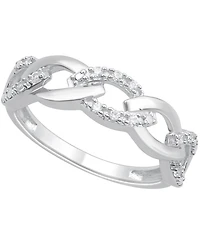 Diamond Link Band Ring (1/10 ct. t.w.) Sterling Silver