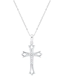 Diamond Cross Pendant Necklace (1/10 ct. t.w.) In Sterling Silver