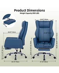 Dyhome Pu Leather Cross-legged Office Chair, Criss Cross Executive Desk Chair with Flip-up Arms