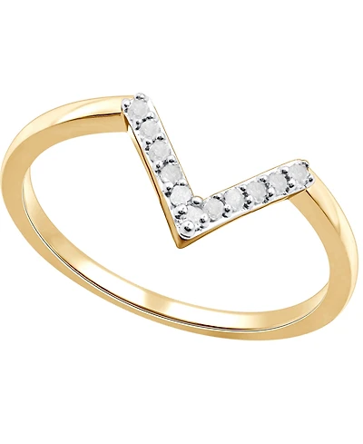 Diamond V Ring (1/10 ct. t.w.) Sterling Silver or 18k Gold-Plated