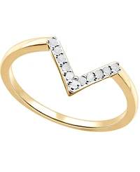 Diamond V Ring (1/10 ct. t.w.) Sterling Silver or 18k Gold-Plated
