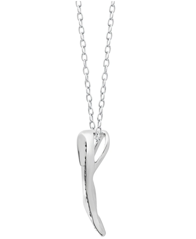 Black and White Diamond Heart Pendant Necklace (1/10 ct. t.w.) in Sterling Silver