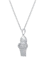 Diamond Basketball and Hoop Pendant Necklace in Sterling Silver (1/10 ct. t.w.)