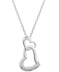 Sterling Silver Diamond Double Heart Pendant Necklace (1/10 ct. t.w.)