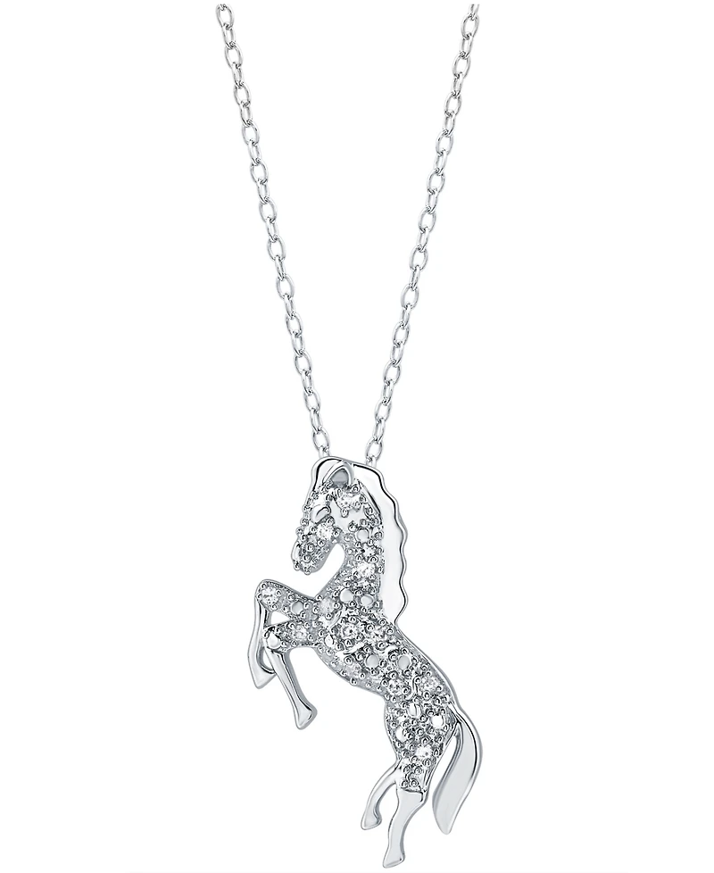Diamond Horse Pendant Necklace in Sterling Silver (1/10 ct. t.w.)