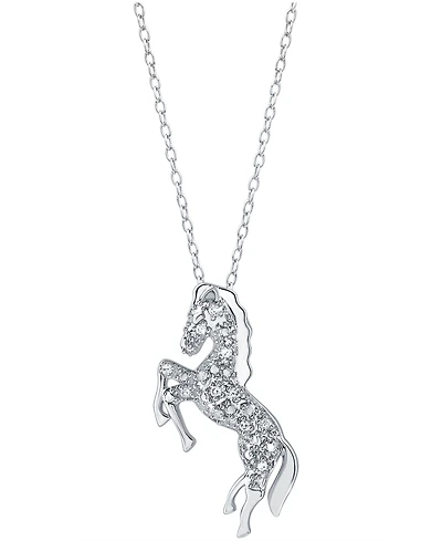 Diamond Horse Pendant Necklace in Sterling Silver (1/10 ct. t.w.)