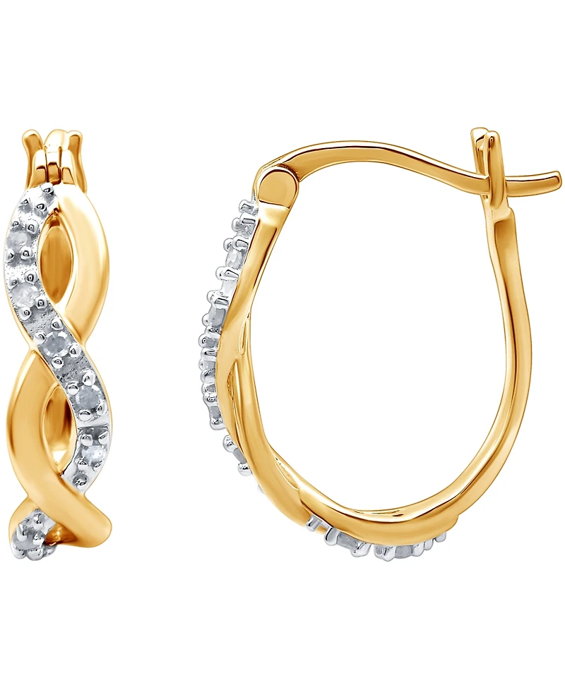 Diamond Infinity Hoop Extra Small Earrings in 18k Gold and Sterling Silver (1/10 ct. t.w.)