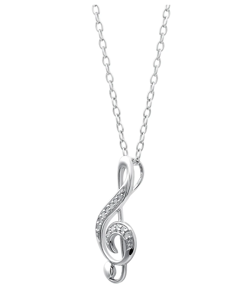Diamond Pendant Necklace, Sterling Silver Diamond Music Note (1/10 ct. t.w.)