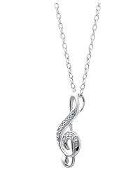 Diamond Pendant Necklace, Sterling Silver Diamond Music Note (1/10 ct. t.w.)