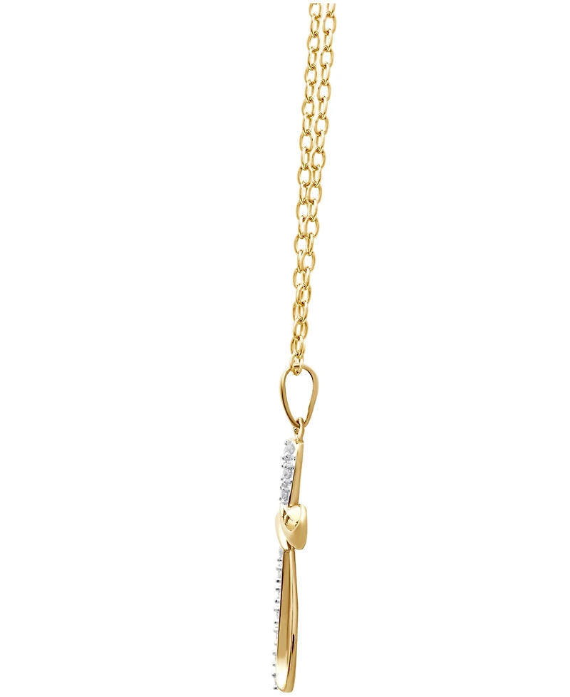 Diamond Cross Pendant Necklace in 18k Gold over Sterling Silver (1/10 ct. t.w.)