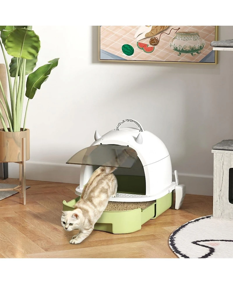 Ruie Covered Cat Litter Box with Drawer Scoop and Deodorizing Bags