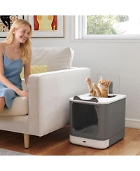 Ruie Enclosed Cat Litter Box with Front Entry Top Exit and Drawer
