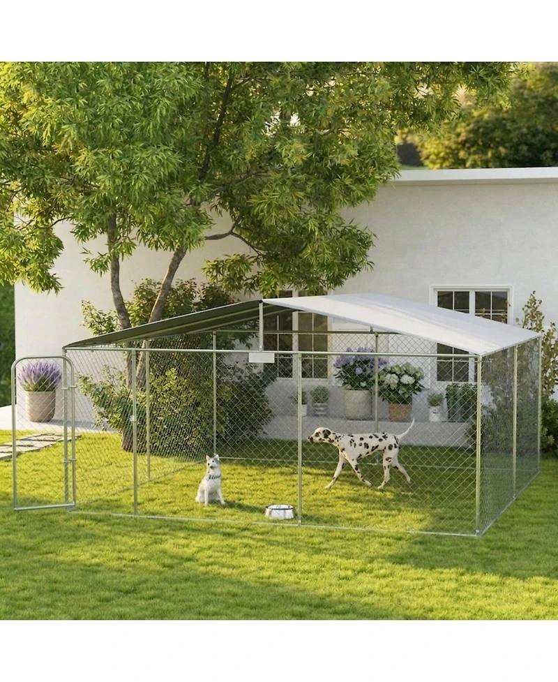 Ruie Outdoor Dog Kennel Dog Run with Waterproof Canopy Roof