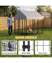 Ruie Outdoor Dog Kennel Welded Wire Dog Playpen with Roof Cover